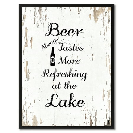 Beer Always Tastes More Refreshing At The Lake Quote Saying Canvas Print Picture Frame Home Decor Wall Art Gift