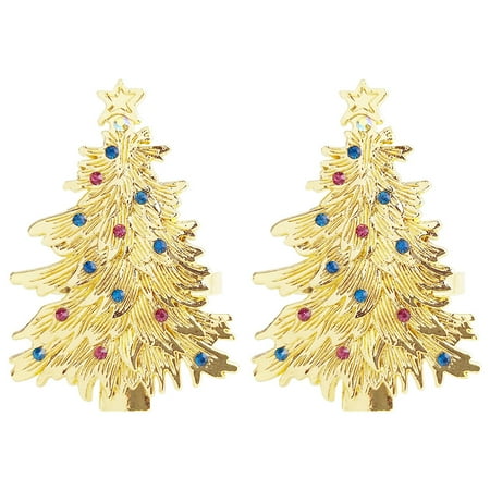 

2Pcs Christmas Tree Shaped Napkin Ring Alloy Dinner Napkin Buckle Napkin Holder