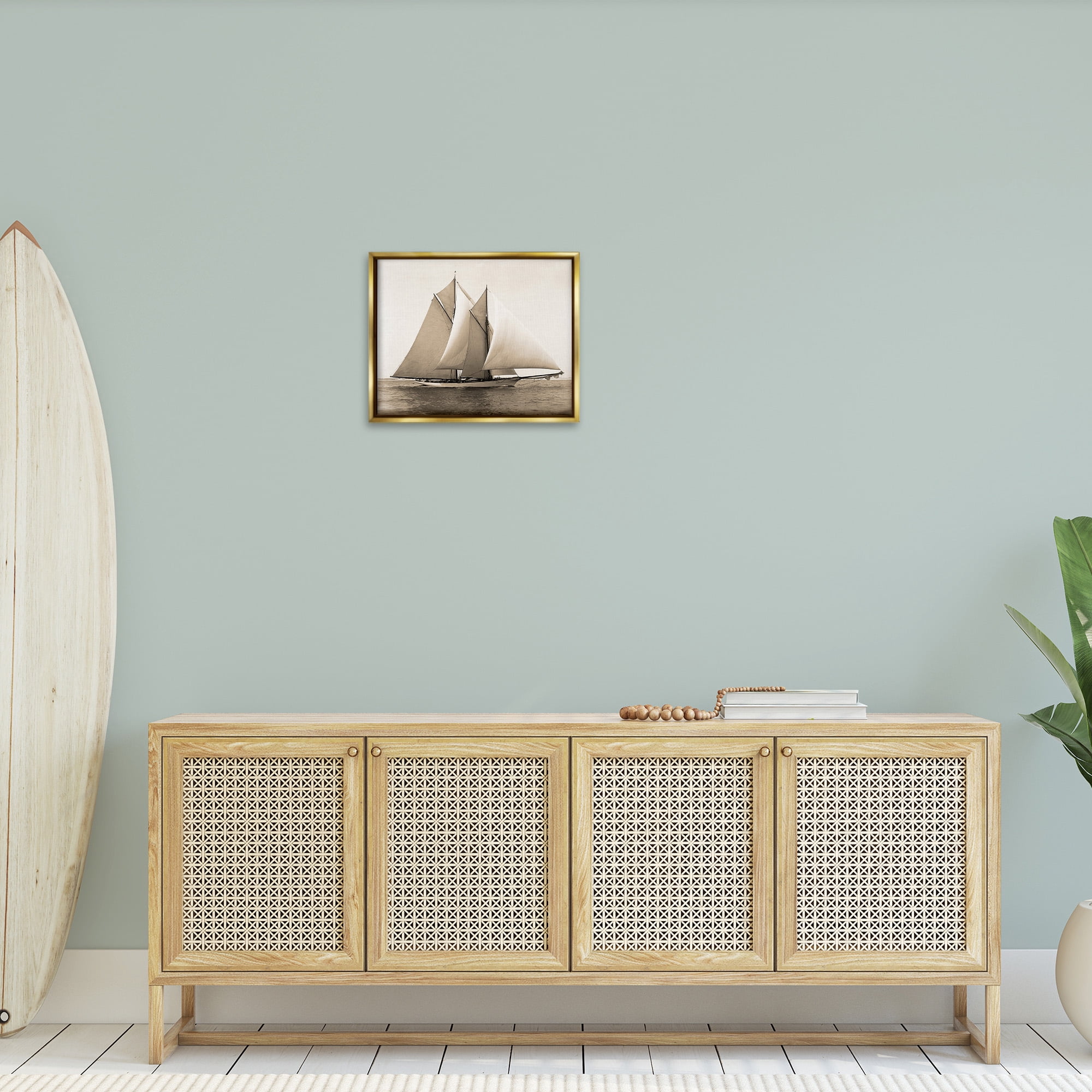 Stupell Industries Vintage Marine Ship Transportation Photography Gold Floater Framed Canvas Art Print Wall Art, 21 x 17