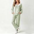 thumbnail image 7 of ITSAME Teen Girls Sleepwear Outfits 2-Piece Cotton Plaid Ruffle Long Sleeve Top and Pants Spring Fall Loungewear Set Green Size 14, 7 of 7