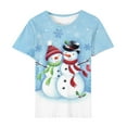 thumbnail image 4 of Lolmot Women Christmas Shirt Cartoon Snowman Santa Christmas Tree Graphic Tee Plus Size Casual O-Neck Short Sleeve Tunic T-Shirts, 4 of 5