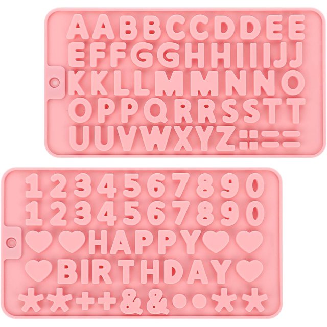 2 moldes de silicona con letras y números, moldes antiadherentes para chocolate, dulces, decoraciones para tartas de cumpleaños, moldes para hornear para fiestas