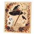 thumbnail image 5 of Halloween Diy Art Decor 7.87 Inch Framed Pearl Ghost Witch Hat Painting Kit with Broom and Moon for Home Mantel Tabletop Living Room, 5 of 6