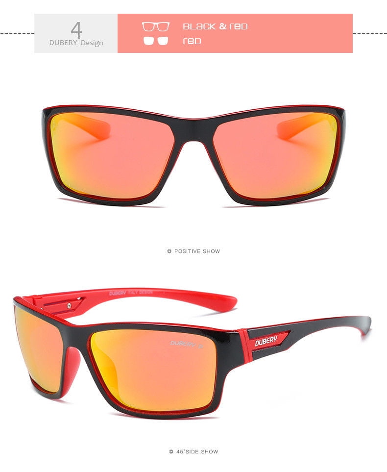 DUBERY Mens Polarized UV400 Sunglasses Square Cycling Sport Driving Sun Glasses 