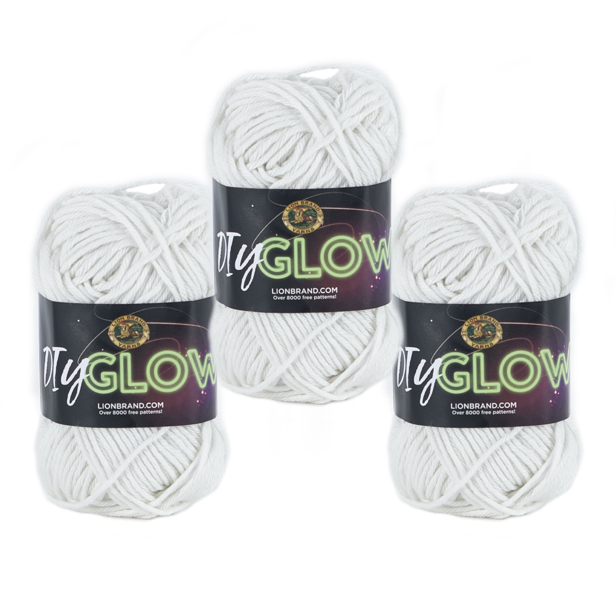 Lion Brand Yarn DIY Glow Natural Glow in the Dark Medium Polyester Off