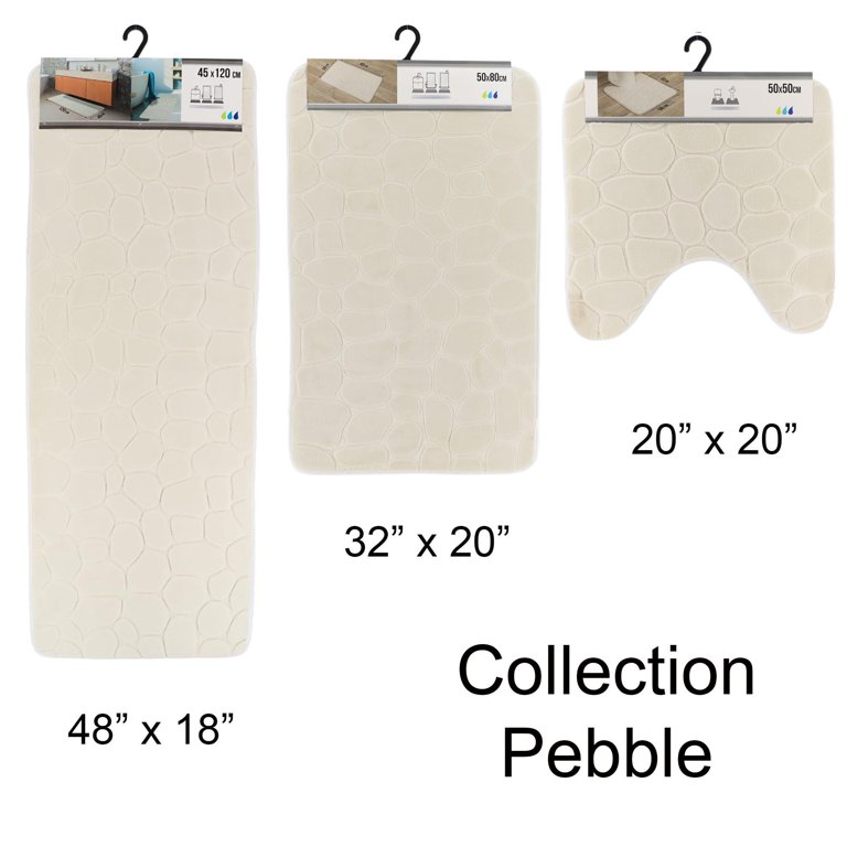 Beige Bath Rug Runner Mat Memory Foam 3D Pebble 48L x 18W