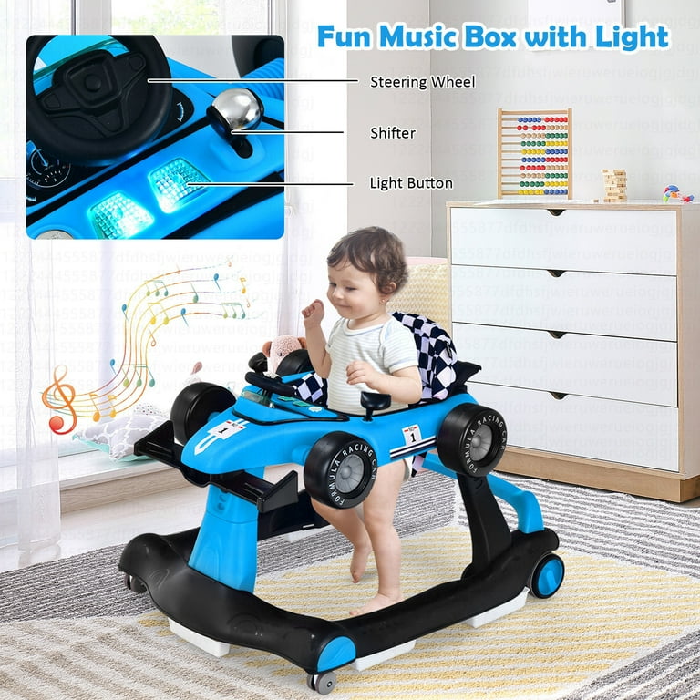 Costway 4 in 1 Baby Walker Foldable Activity Push Walker Adjustable Height Blue
