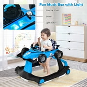 Costway 4-in-1 Baby Walker Foldable Activity Push Walker Adjustable Height Blue