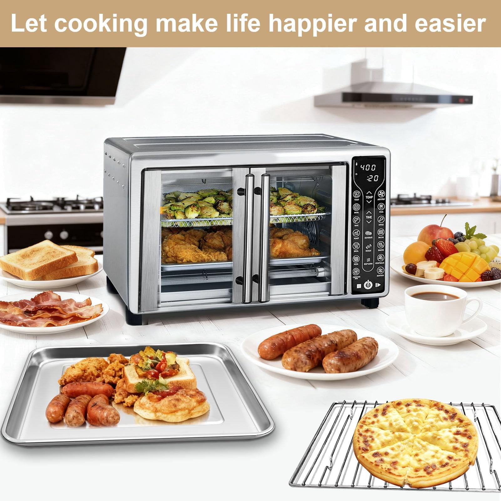 GWY 3-in-1 Tray Basket Rack Kit for Gourmia GTF7655 GTF7350 GTF7460 Toaster Oven Accessories