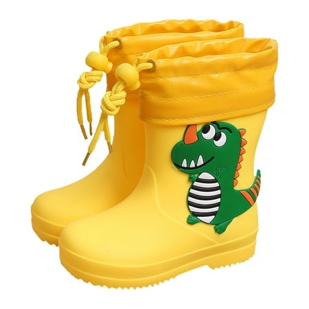 Classic Children Rain Boots Kids Warm Boots Pvc Rubber Children Water Suede Boots for Girls Shoes Rain Boots Kids Girl Boots Baby Cartoon Shoes
