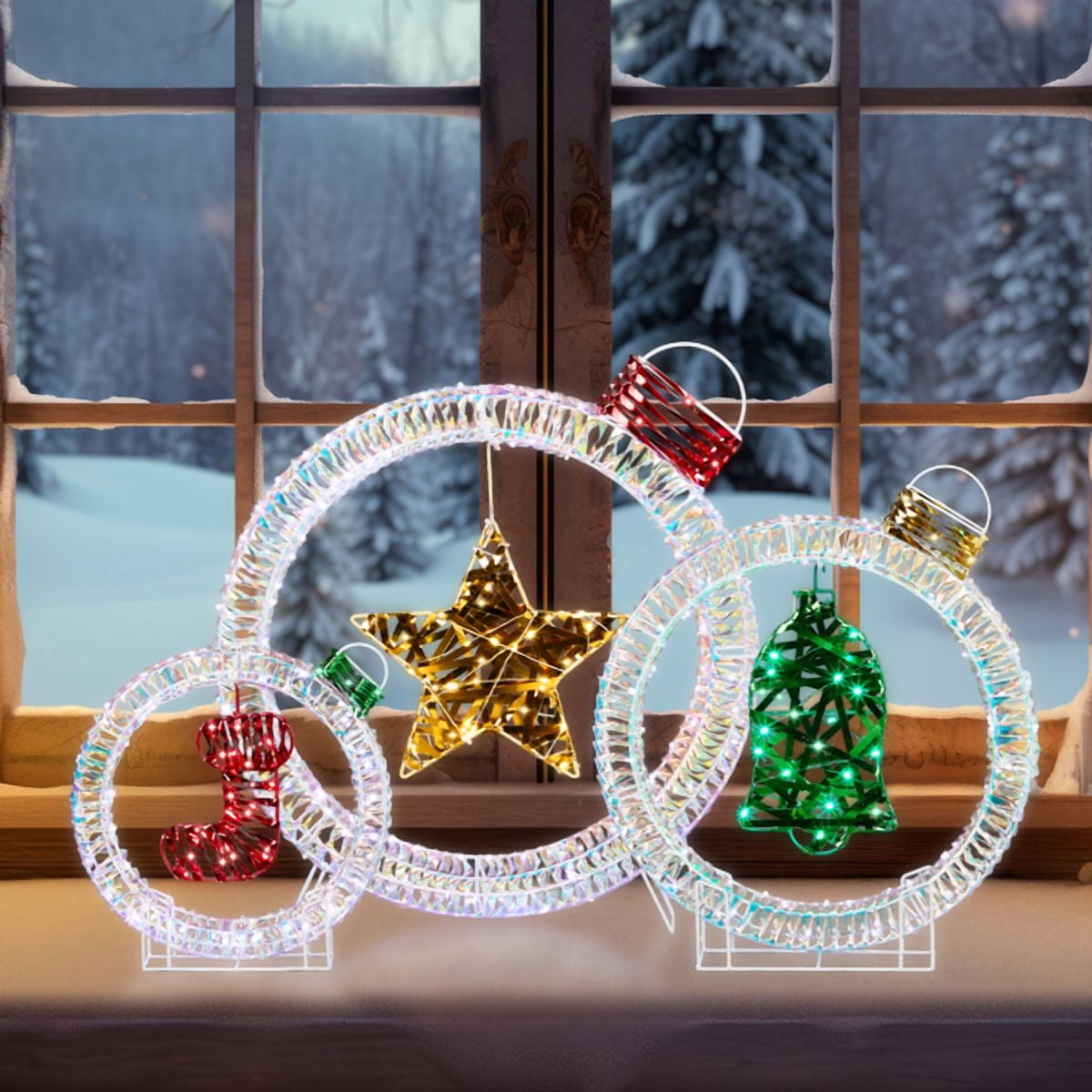3-Pack Lighted Christmas Light Bulb Decorations, 295 White LEDs, Weather-Resistant, Collapsible for Indoor/Outdoor Use