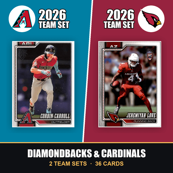 Collectible 2026 Topps Arizona Diamondbacks & Arizona Cardinals Team Set Combo - Baseball + Football 2-Sport Bundle - Corbin Carroll & Jeremiyah Love