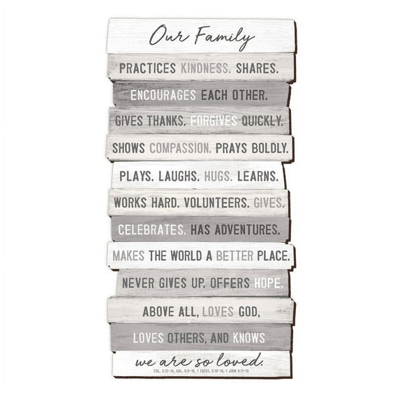 Wall Plaque-MDF-Large-Stacked Wood-Our Family II-16.25 x 29.2 (#45037)