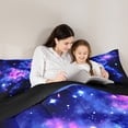 thumbnail image 5 of Manfei Dreamy Starry Sky Bedding Sets Twin with Comforter, Glitter Stars Comforter Sets Twin Size, Black Blue Reversible Down Comforter, Ultra Soft Room Decor, 2 Pieces, 5 of 8