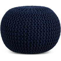 BirdRock Home Round Pouf Foot Stool Ottoman - Navy