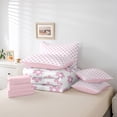 thumbnail image 3 of jejeloiu Cute Cartoon Floral 7-Piece Bedding Comforter Set,Kawaii Flowers Blossom King Bedding Sets,White Pink Bed Sheets For Girls,Ultra Soft Home Decor Reversible, 3 of 8
