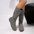thumbnail image 6 of YLYL Women's Slouchy Knee High Boots Round Toe Side Zipper Low Heel Pull on Fall Winter Flat Boots, 6 of 9
