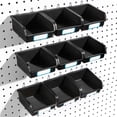 thumbnail image 1 of Pegboard Bins with Hooks and Labels, for Organizing Accessories, 10 Packs, Black, 1 of 7