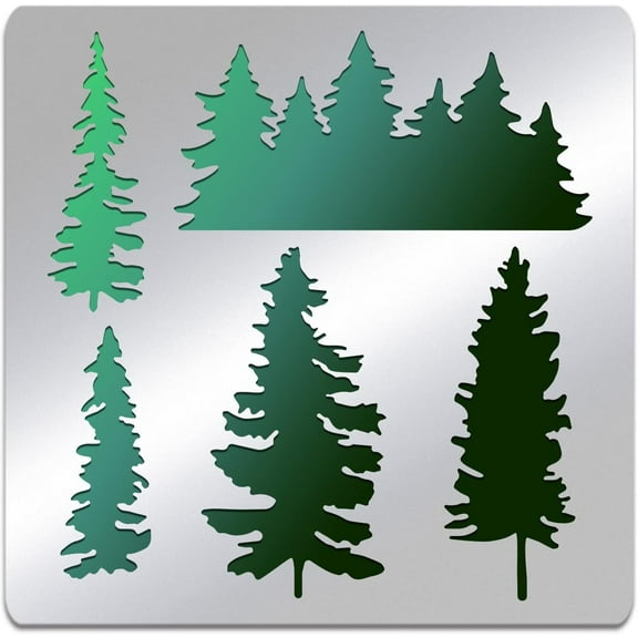 Pine Tree Stainless Steel Stencil Template 6x6 Inch Forest Metal Journal Stencils Templates Tool