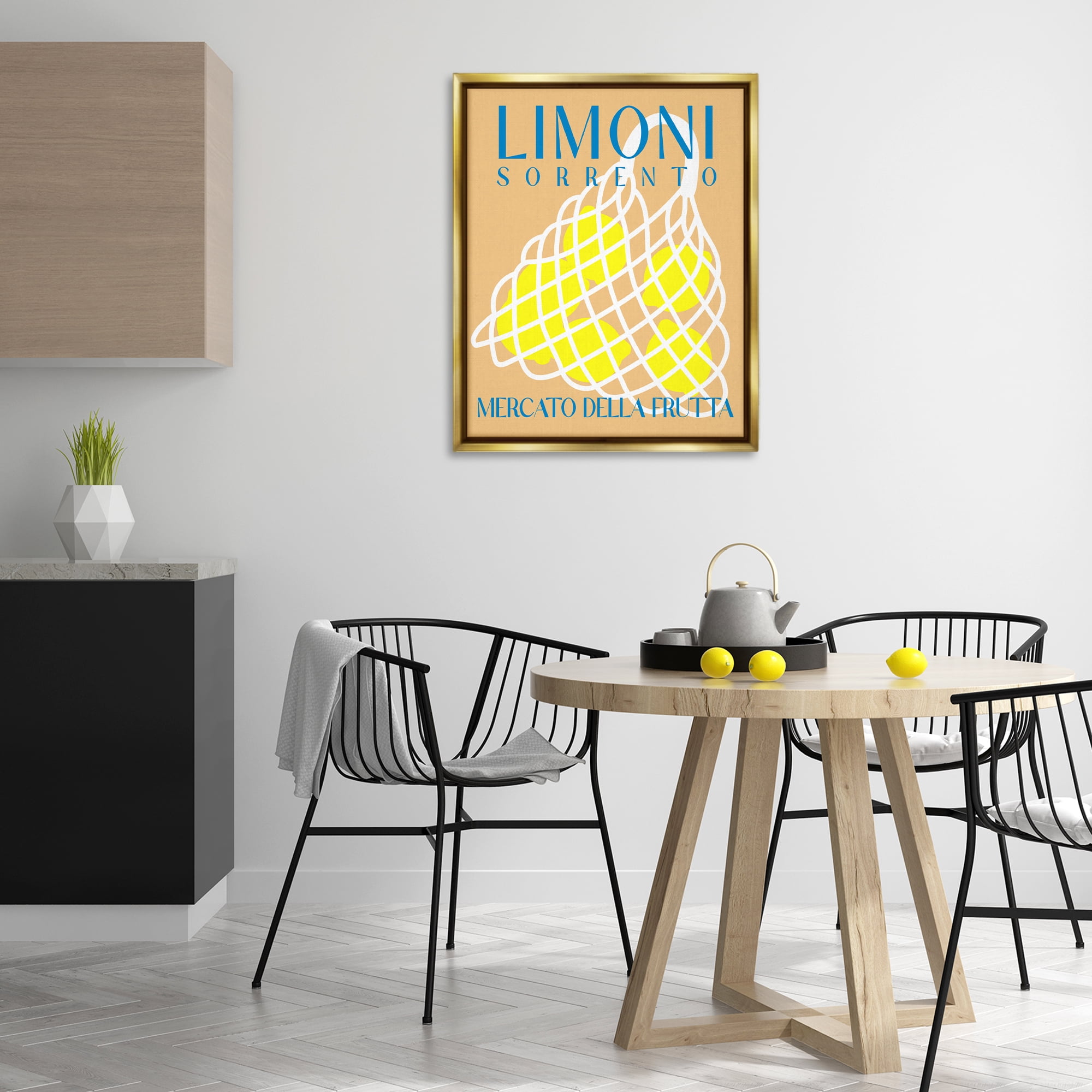 Stupell Industries Modern Lemon Fruit Market Food & Beverage Painting Gold Floater Framed Canvas Art Print Wall Art, 25 x 31