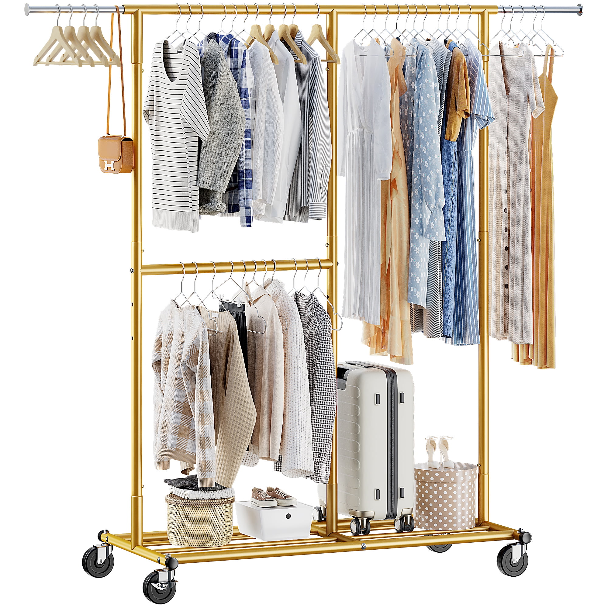 Raybee Rolling Clothes Rack for Hanging Clothes Loads 410Lbs Garment