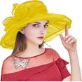 thumbnail image 3 of Women's Organza Flower Brim Derby Hat Church Dress Hat Bridal Shower Sun Hat, 3 of 8