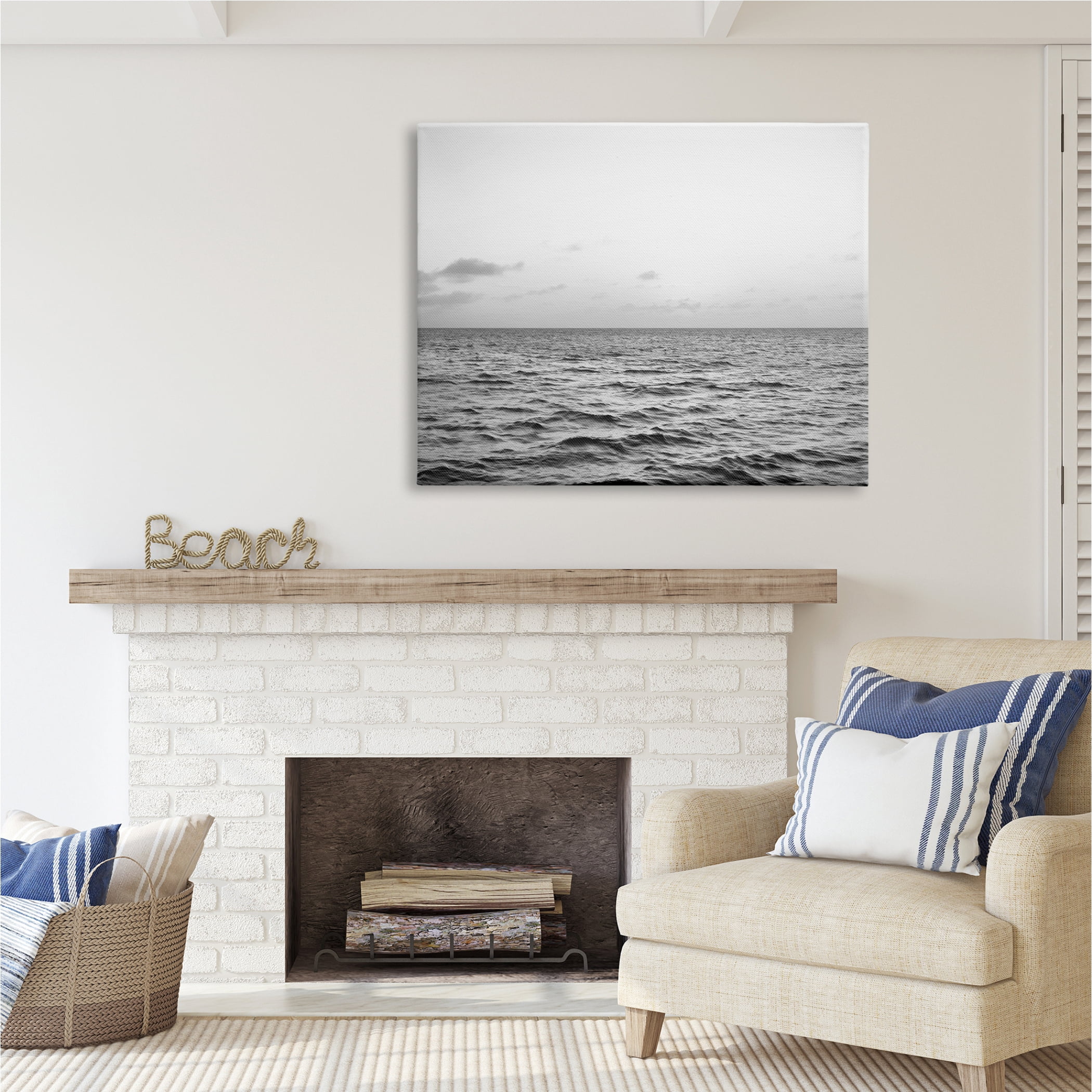 Stupell Industries Rough Grey Sea Waves Nature Photography Gallery Wrapped Canvas Print Wall Art, 48 x 36