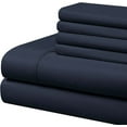 thumbnail image 4 of Luxury 6 Piece Bed Sheet Set - 100% Egyptian Cotton - 400 Thread Count - Extra Soft and Luxury 22" Deep Pocket, Cool and Breathable, Cal king Size - Navy Blue Solid., 4 of 5
