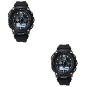 Set of 2 Multifunction Men's Watches for Naots Alarm Clocks Digital Quartz Dual Time Man
