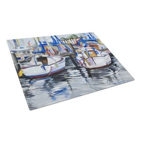 

Caroline s Treasures Sailboats Glass Cutting Board Large