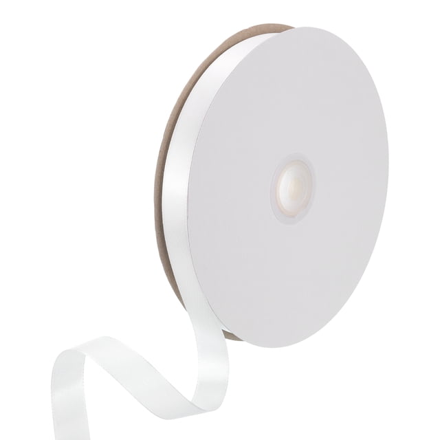 Uxcell Satin Ribbon, Single Face Polyester Satin Ribbon for Gift Wrapping, Crafts Natural White 5/8 inch