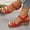 Red, variant on Hoshose Women Platform Sandals Low Block Chunky Heeled Sandal Slip on Comfortable