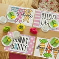 thumbnail image 6 of Happy Easter Hunny Bunny Treats Placemats Set of 4, Hippity Hoppity Rabbit Carrot Polka Dot Stripes Dining Table Place Mats, Seasonal Spring Kitchen Decor Home Holiday Decoration 12 x 18 Inch, 6 of 6