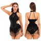 thumbnail image 3 of Traje de actuación de baile latino con borlas de lentejuelas brillantes para mujer, leotardo con falda y borlas de diamantes de imitación brillantes, mono con flecos, 3 of 5