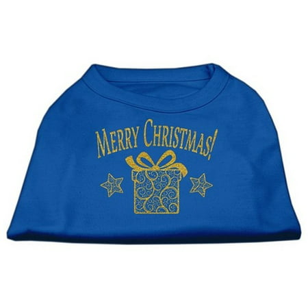 Golden Christmas Present Dog Shirt Blue Sm (10)