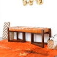 thumbnail image 5 of Pearland Mid-Century Modern Upholstered Leather Bench in Tan, 5 of 7