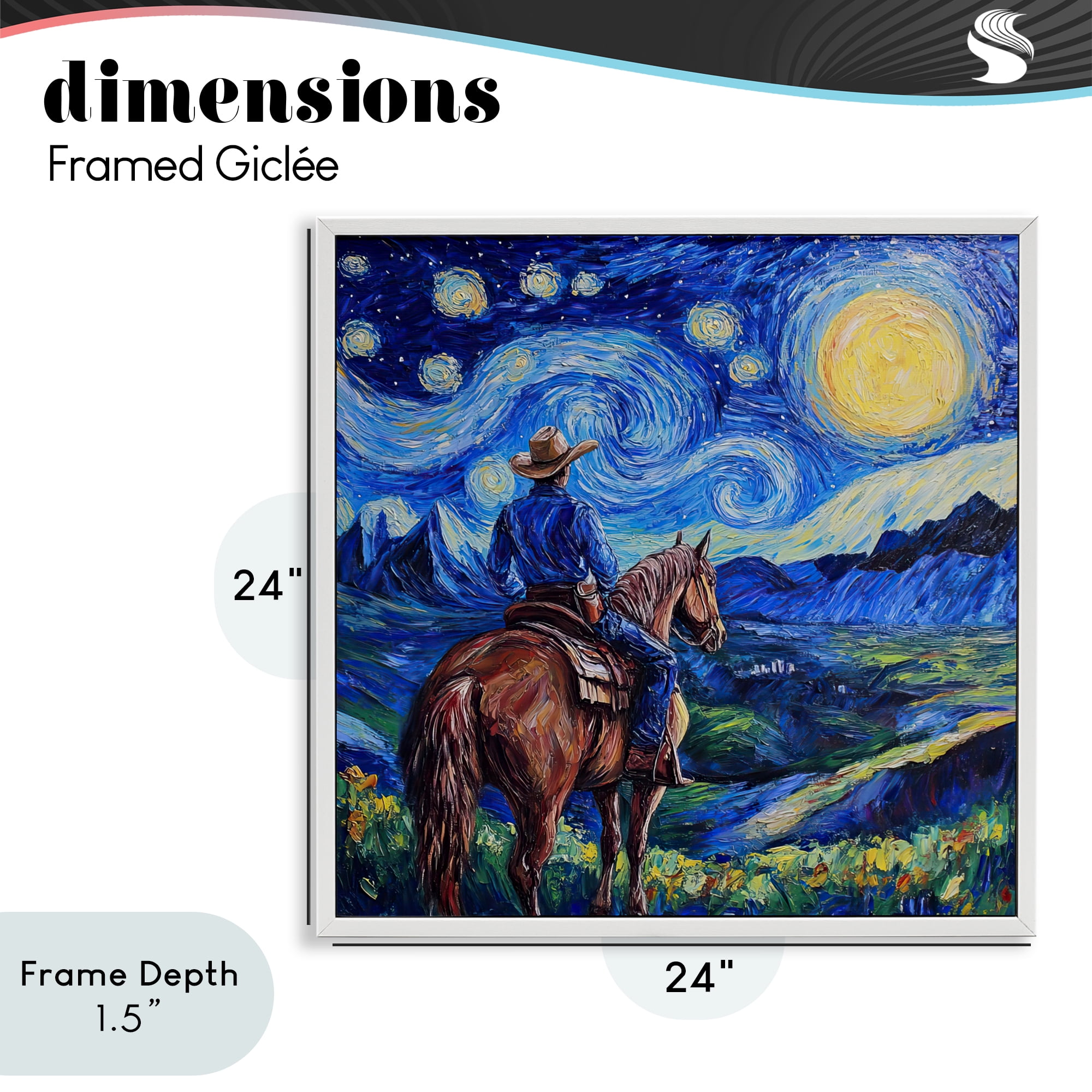 Stupell Industries Starry Night Cowboy White Framed Giclee Art, design by Tina LeCour