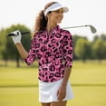 thumbnail image 4 of Uorisanigo Pink Leopard Print Womens Moisture Wicking Casual Tennis Activewear Size XL Versatile Fashionable Long Sleeve Golf Polo Shirts with Zipper Casual Outing Wear Pullover, 4 of 7