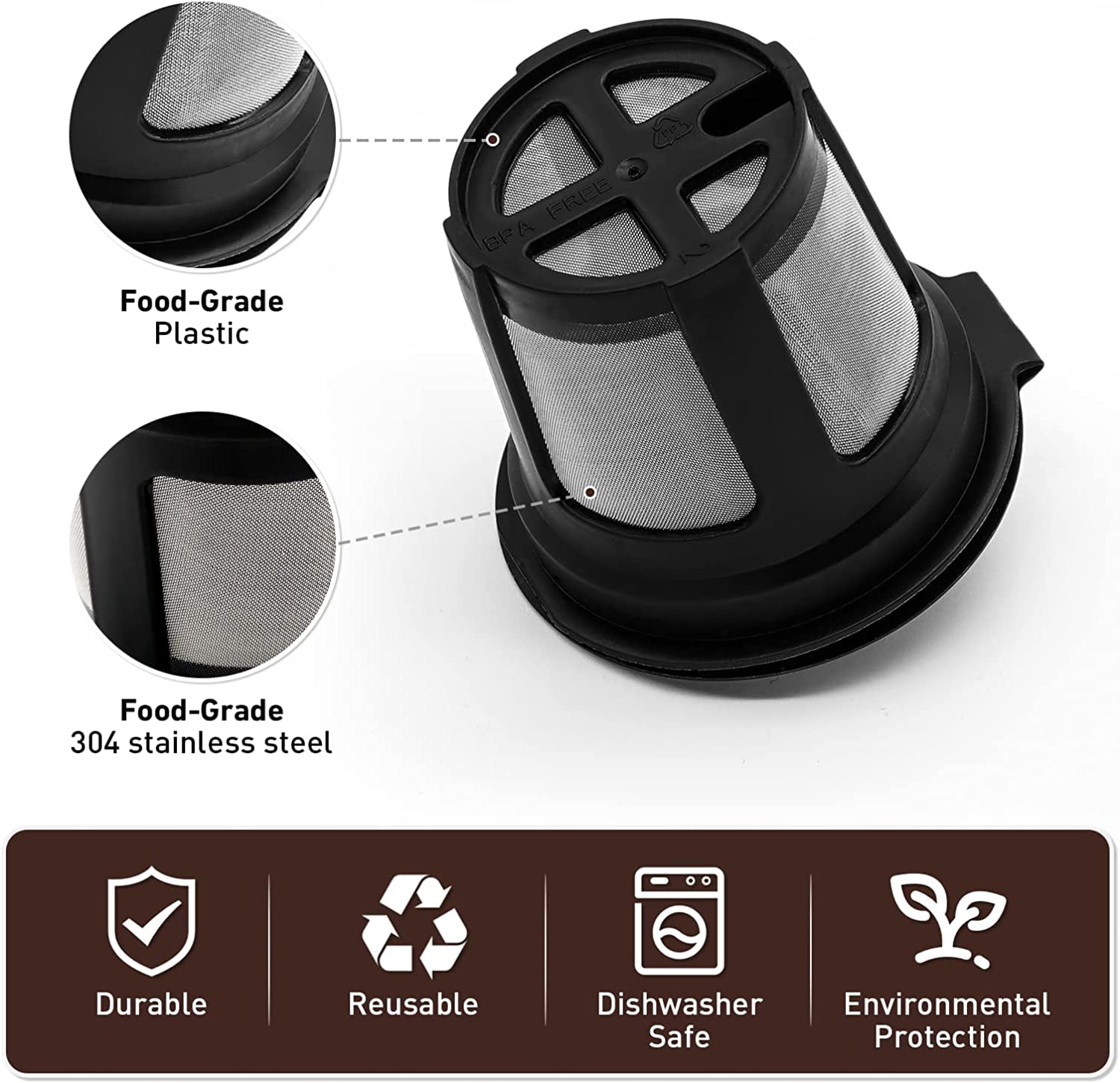 Reusable K Cups Coffee Filters For Ninja Dual Brew,refillable Coffee Pods  Compatible For Ninja Cfp3
