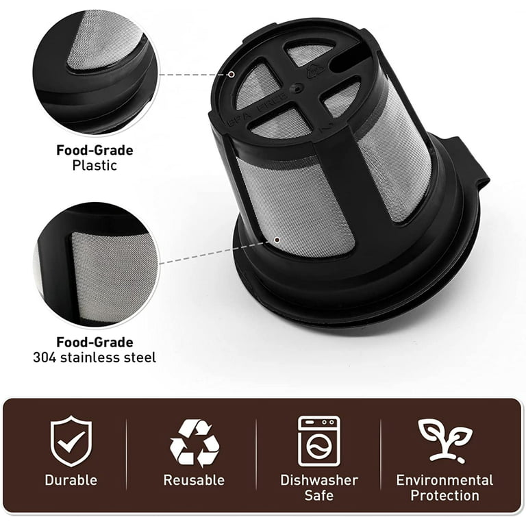  3 Ninja Reusable Coffee Filter Pods for Ninja Dual Brew Coffee  Maker - Includes Scoop Funnel - For Ninja Coffee Maker DualBrew Pro, CFP201  CFP301 CFP400 - Reusable K Cups for