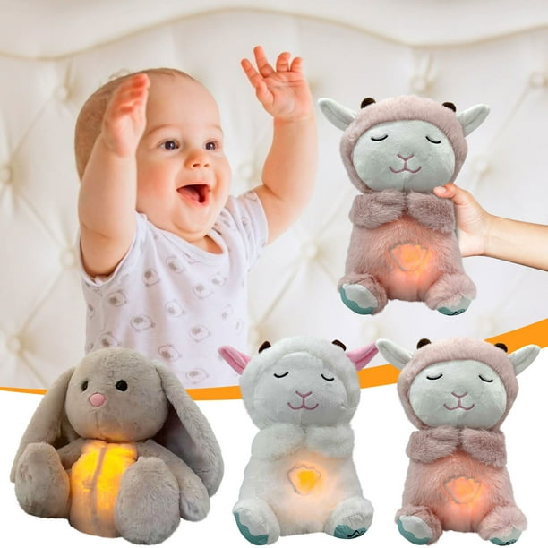 Xihbxyly Apaciguador para Bebés, Sensor de Llanto, Sonido Suave y Relajante, Función de Respiración de Conejito, Ayuda para Dormir, Juguete de Educación Temprana, Color Blanco, 24 X 20 X 27 Cm