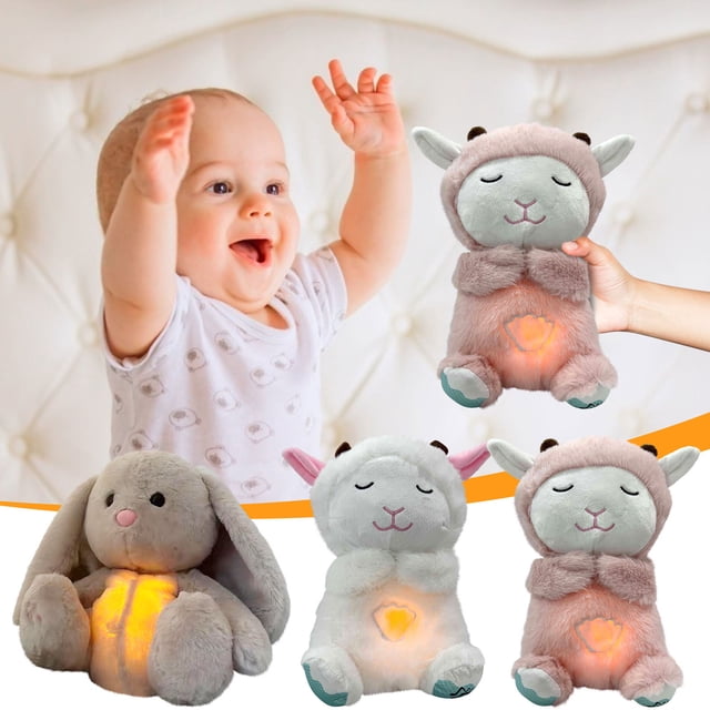 Xihbxyly Apaciguador para Bebés, Sensor de Llanto, Sonido Suave y Relajante, Función de Respiración de Conejito, Ayuda para Dormir, Juguete de Educación Temprana, Color Blanco, 24 X 20 X 27 Cm