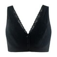 thumbnail image 2 of Women's Front Closure Cotton Bra Button Snap Closure Comfort Wireless Pure Bras Wirefree Push Up Seamless Bralettes, 2 of 6