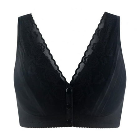 

Baywell Women s Front-snap-off Underwire Bra Wide Shoulder Straps Vest-style Oversized Bra Black 46/105BC