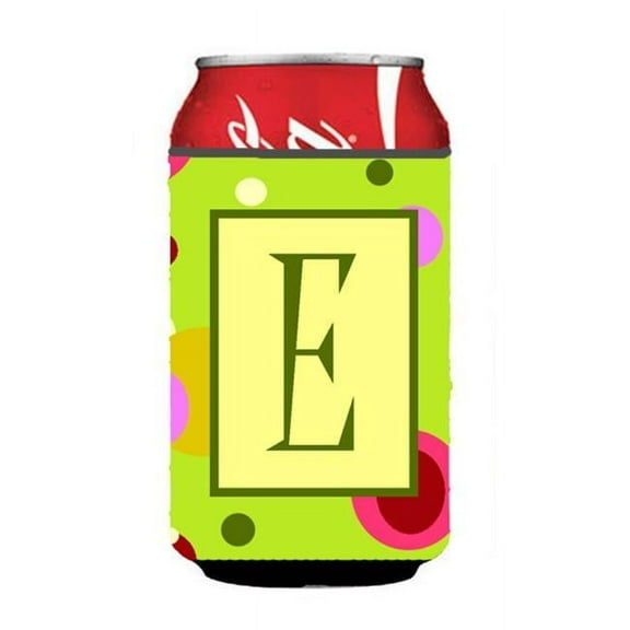Letter E Initial Monogram - Green Can or Bottle  Hugger