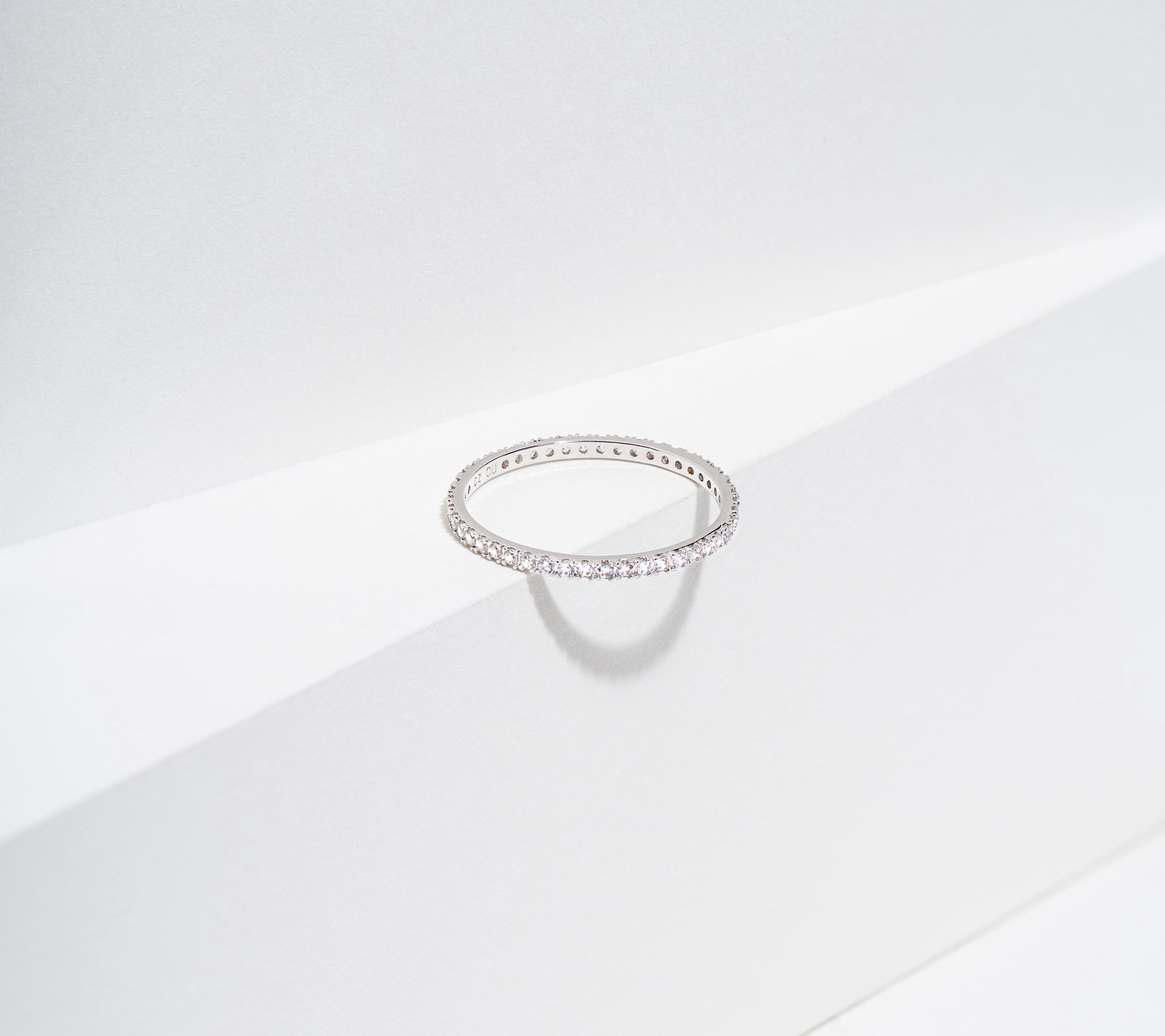 Forever Facets Cubic Zirconia Full Eternity Band in Rhodium Plated Sterling Silver, Adult Female