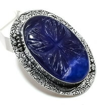 Sapphire(Simulated) 925 Sterling Silver Jewelry Pendant 2.09"