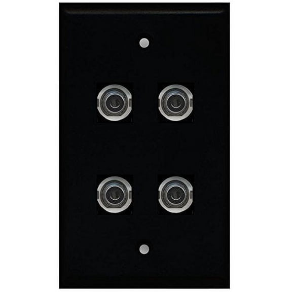 RiteAV (1 Gang Flat 4 3.5mm (Black) Wall Plate Black