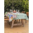 thumbnail image 2 of Outdoor Tablecloth with Umbrella Hole and Zipper, Cute Easter Bunny Rectangle Table Cloth 60x84 Inch Waterproof Tablecloth, Eucalyptus Leaves Colorful Eggs Teal Wooden Picnic Table Cover for Patio, 2 of 7