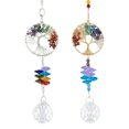 thumbnail image 1 of Set of 2 , Crystal Suncatcher Hanging Metal Tree of Life Colorful Chakra Bead Feng Shui Crystal Pendant Garden Decoration, 1 of 5
